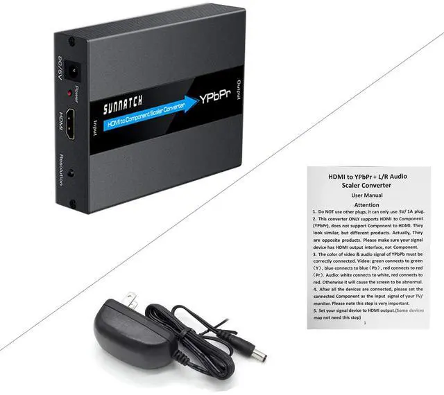 Alt view image 7 of 7 - SUNNATCH HDMI to Component Converter with Scaler Function, 1080P HDMI to RGB YPbPr 5RCA Converter, HDTV in Component YPbPr Out Adapter(Aluminum)