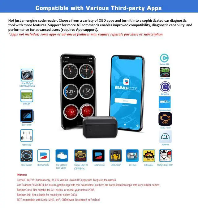 Alt view image 3 of 7 - Veepeak OBDCheck BLE+ Bluetooth OBD II Scanner for iOS & Android, Car Check Engine Code Reader Wireless OBD Diagnostic Scan Tool
