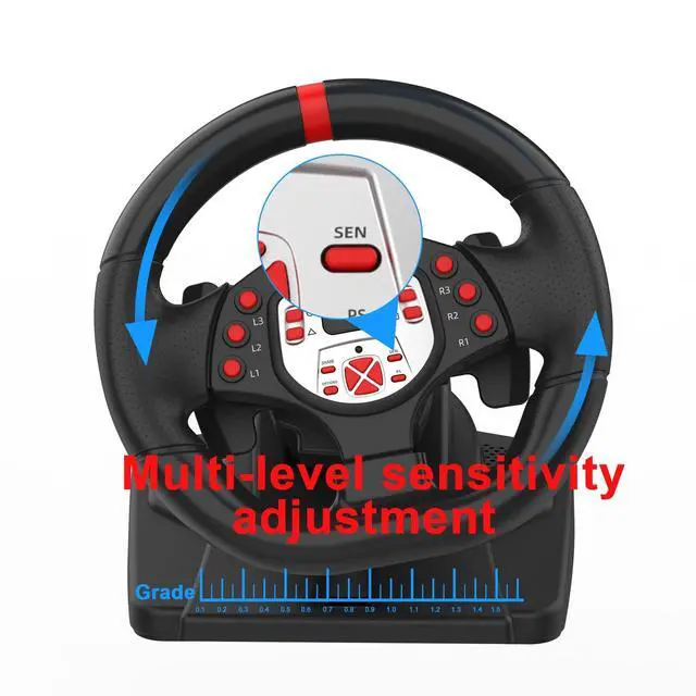 Alt view image 4 of 7 - PS4 Steering Wheel and pedals and shifter, volante para PC, 180°gaming racing wheels Dual-Motor Feedback Driving Force for PS3/PS4/PC/Nintendo Switch/Android