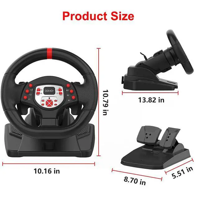 Alt view image 5 of 7 - PS4 Steering Wheel and pedals and shifter, volante para PC, 180°gaming racing wheels Dual-Motor Feedback Driving Force for PS3/PS4/PC/Nintendo Switch/Android