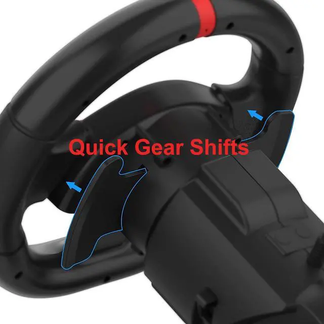 Alt view image 6 of 7 - PS4 Steering Wheel and pedals and shifter, volante para PC, 180°gaming racing wheels Dual-Motor Feedback Driving Force for PS3/PS4/PC/Nintendo Switch/Android