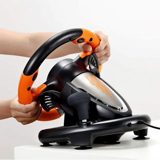 Alt view image 2 of 6 - PC Racing Wheel, V3 PRO 180 Degree Universal Usb Car Sim Race Steering Wheel with Pedals for PC, PS3, PS4, Xbox One, Xbox Series X/S, Switch (Orange)