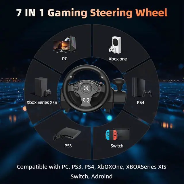Alt view image 2 of 7 - PC Racing Wheel,270 Degree Universal USB Car Sim Race Steering Wheel PS4 Large Size Steering Wheel and Pedals for PCPS4PS3Xbox OneXbox Series X/SSwitch