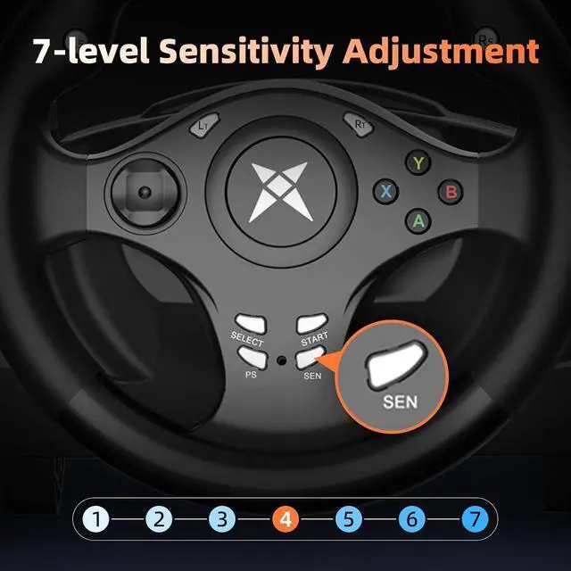 Alt view image 4 of 7 - PC Racing Wheel,270 Degree Universal USB Car Sim Race Steering Wheel PS4 Large Size Steering Wheel and Pedals for PCPS4PS3Xbox OneXbox Series X/SSwitch