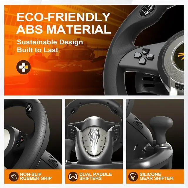 Alt view image 5 of 7 - PC Racing Wheel, V3 PRO 180 Degree Universal Usb Car Sim Race Steering Wheel with Pedals for PC, PS3, PS4, Xbox One, Xbox Series X/S, Switch (Black)