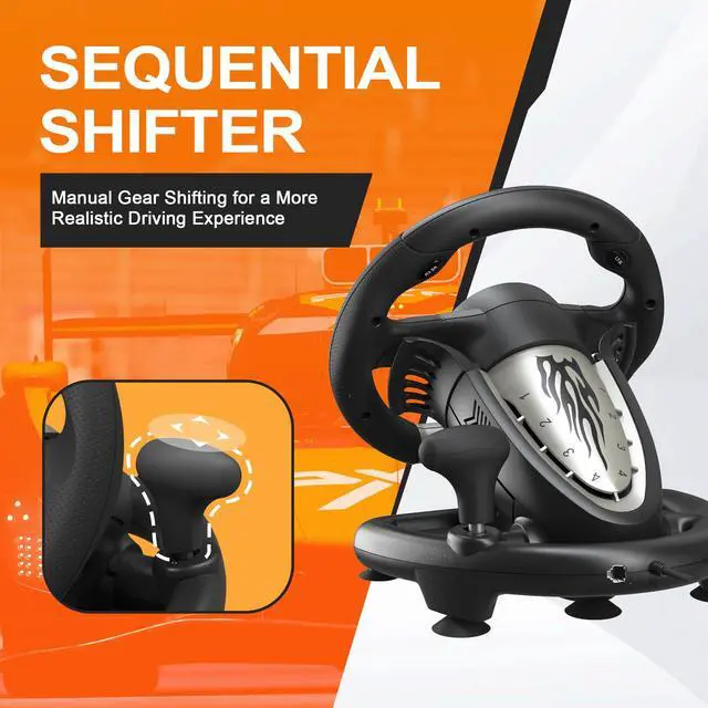 Alt view image 6 of 7 - PC Racing Wheel, V3 PRO 180 Degree Universal Usb Car Sim Race Steering Wheel with Pedals for PC, PS3, PS4, Xbox One, Xbox Series X/S, Switch (Black)