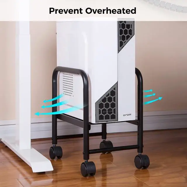 Alt view image 2 of 7 - EUREKA ERGONOMIC Computer Tower Stand, Height Adjustable PC Stand for Under Desk, Mobile Rolling CPU Holer with 360° Locking Caster Wheels, Desktop Tower Cart on Floor, Desk Accessories, Steel, Black