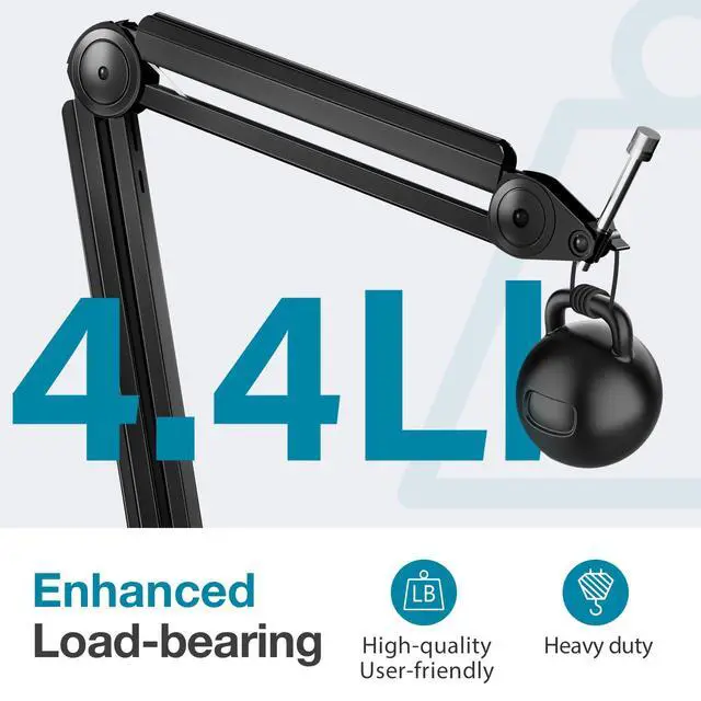 Alt view image 6 of 7 - Microphone Boom Arm, Mic Stand Desk with Cable Management Microphone Arm Stand for HyperX QuadCast SoloCast Blue Yeti Snowball Fifine Shure SM7B