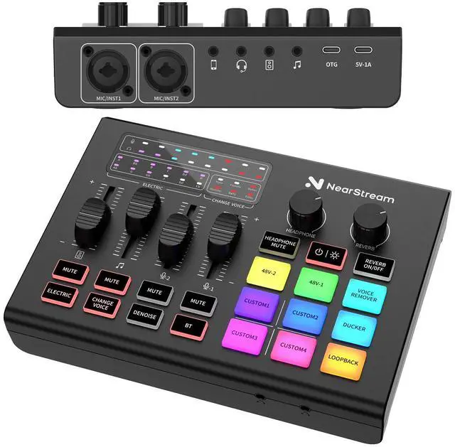 Main image of Gaming Audio Mixer & USB Audio Interface, Pro Mic Preamp, Dual XLR/6.35mm Inputs, 48V Phantom Power, RGB, Voice Changer, Sound Pads, Loopback for Podcast, Streaming & Music (AMIX20U)