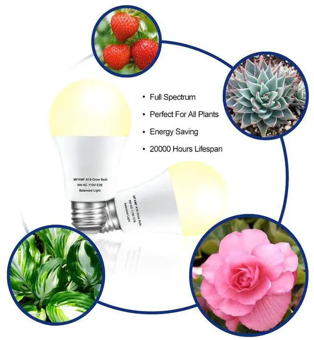Alt view image 4 of 7 - 2 Pack LED Grow Light Bulbs A19 Bulb, Full Spectrum Plant Light Bulb, 9W E26 Grow Bulb Replace up to 80W, Grow Light for Indoor Plants, Flowers, Greenhouse, Indore Garden, Hydroponic