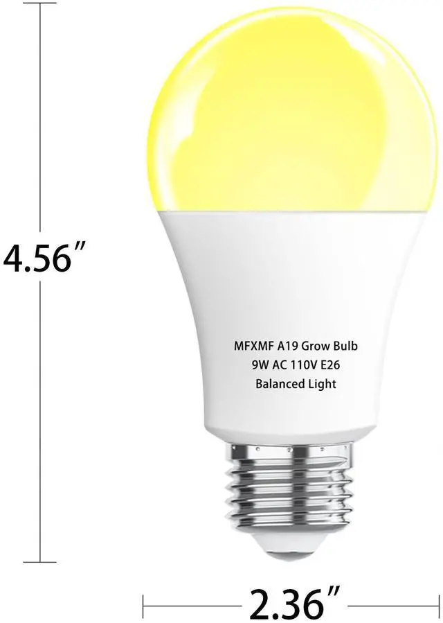 Alt view image 7 of 7 - 2 Pack LED Grow Light Bulbs A19 Bulb, Full Spectrum Plant Light Bulb, 9W E26 Grow Bulb Replace up to 80W, Grow Light for Indoor Plants, Flowers, Greenhouse, Indore Garden, Hydroponic