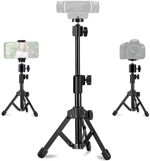 Main image of Webcam Tripod Stand Extendable Desktops Tripod for Camera/Phone/Webcam, Desk Tripods Webcam Mount Holder Compatible with Logitech Webcams C925e C922x C922 C930e C930 C920 C615 /iPhone/Ring Light