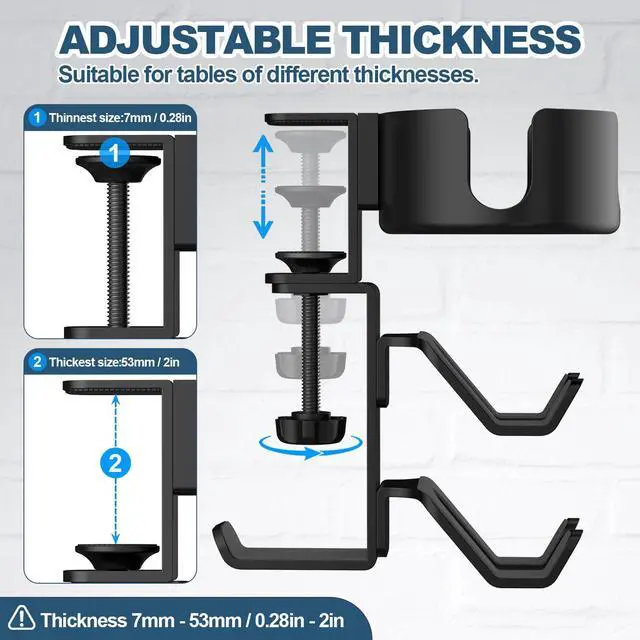 Alt view image 5 of 7 - POWNEW 4 in 1 Desk Cup Holder with Headphone Hanger and Controller Stand Gaming Accessories, Universal Adjustable & Rotating Upgraded Arm Clamp for Coffee Mugs, Water Bottles, Headphones, Controller.