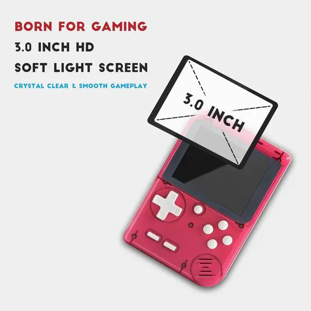 Alt view image 3 of 6 - Retro Handheld Game Console,Portable Video Game Console with 256 Classic Games, 3.0 inches HD Screen, Support TV & Two Players Present for Adults Red