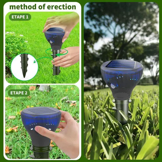 Alt view image 6 of 7 - Mole Repellent Ultrasonic Solar Powered Sonic Mole Spikes Outdoor Vole Chipmunk Groundhog Repeller Waterproof Rodent Gopher Snake Deterrent Flash&Vibration is Suitable for Lawn, Courtyard