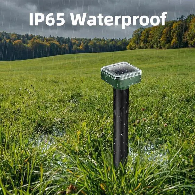 Alt view image 6 of 7 - 8Pack Mole Repellent Solar Powered,IP65 Waterproof Ultrasonic Outdoor Armadillo Repellent for Lawn Garden Yard,Effective Vole Chipmunk Groundhog Gopher Snake Armadillo Deterrent Stakes