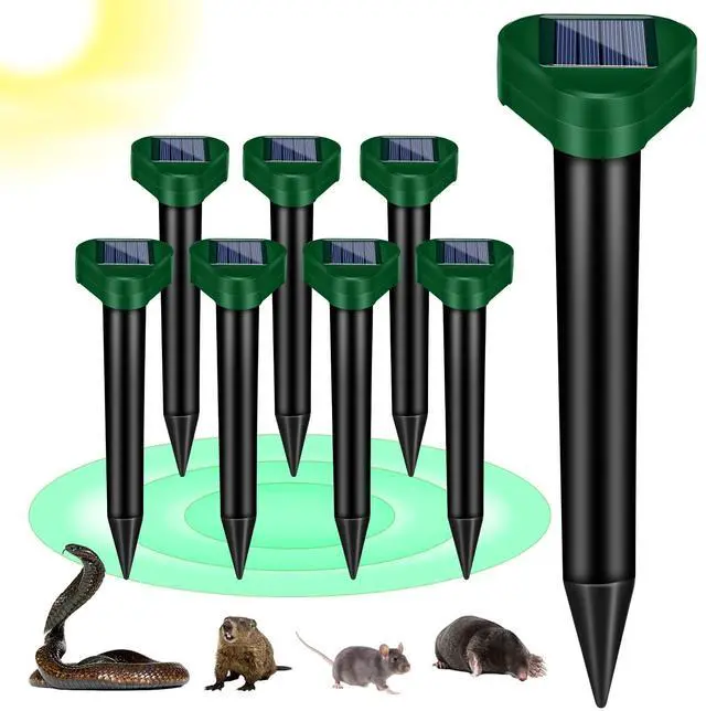 Main image of 2026 New Mole Repellent Solar Powered, IP65 Waterproof Ultrasonic Gopher Repellent Snake Repellent for Yard Lawn Garden, Groundhog Vole Chipmunk Armadillo Squirrel Rodent Deterrent Stakes,8 Pack