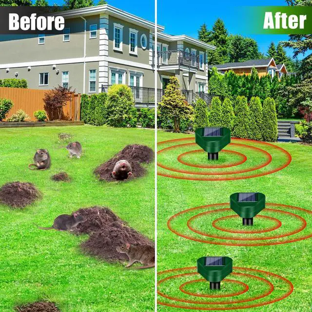 Alt view image 5 of 7 - 2026 New Mole Repellent Solar Powered, IP65 Waterproof Ultrasonic Gopher Repellent Snake Repellent for Yard Lawn Garden, Groundhog Vole Chipmunk Armadillo Squirrel Rodent Deterrent Stakes,8 Pack