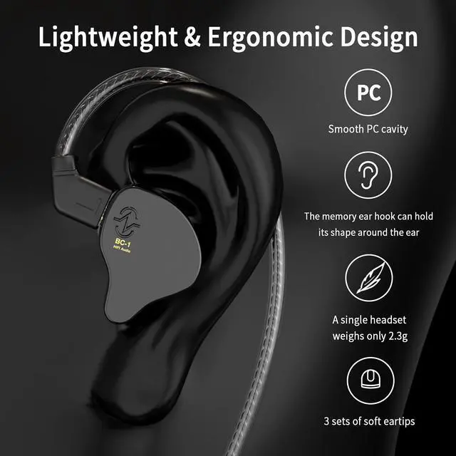 Alt view image 4 of 7 - CCZ Melody USB C Headphones Wired Type-C in Ear Monitor, Professional USB C Wired Earbuds Gaming Earphones with 1BA 1DD Patent Ear fins Ear tips for Singers Musician Stage (Clear Red, USBC-With Mic)