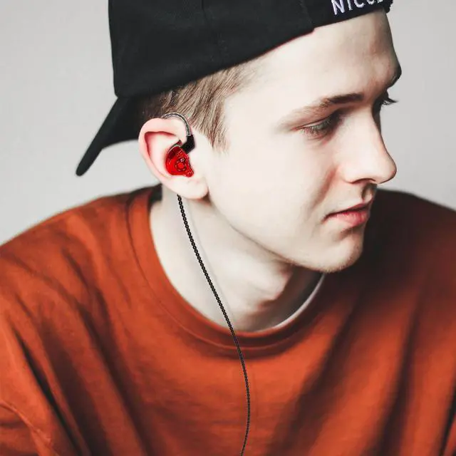 Alt view image 7 of 7 - CCZ Melody USB C Headphones Wired Type-C in Ear Monitor, Professional USB C Wired Earbuds Gaming Earphones with 1BA 1DD Patent Ear fins Ear tips for Singers Musician Stage (Clear Red, USBC-With Mic)