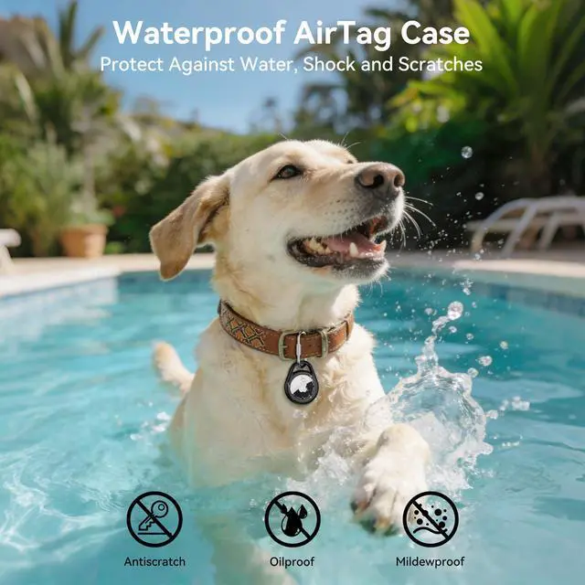 Alt view image 5 of 7 - Waterproof AirTag Holder Keychain with Locking Carabiner, Shockproof Air Tag Case Compatible with Apple AirTag 1st & 2nd Gen for Keys, Luggage, Kids,Backpack, Dog Cat Pet Collar-Black