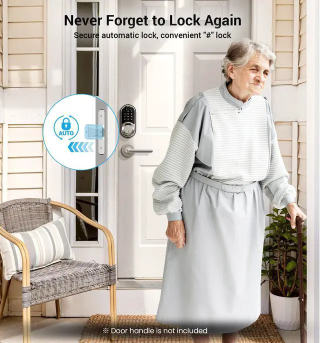 Alt view image 3 of 6 - RZ06 Smart Lock for Front Door with App Control, Satin Nickel
