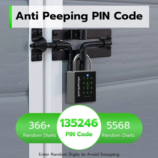 Alt view image 7 of 7 - Smart Padlock with Key, Heavy Duty Combination Lock Outdoor | Keypad Pad Lock with Code, RFID Card & App Access, IP67 Weatherproof Gate Lock for Fence Shed Storage Unit Trailer Toolbox