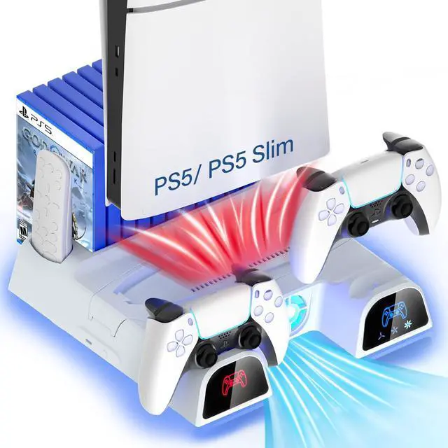 Main image of PS5 & PlayStation 5 Slim Cooling Station Stand with Controller Charging Station for PlayStation 5 Digital & Disc Edition Console, Nargos PS5 & PlayStation 5 Slim Accessories with 3 Level Cooler Fan