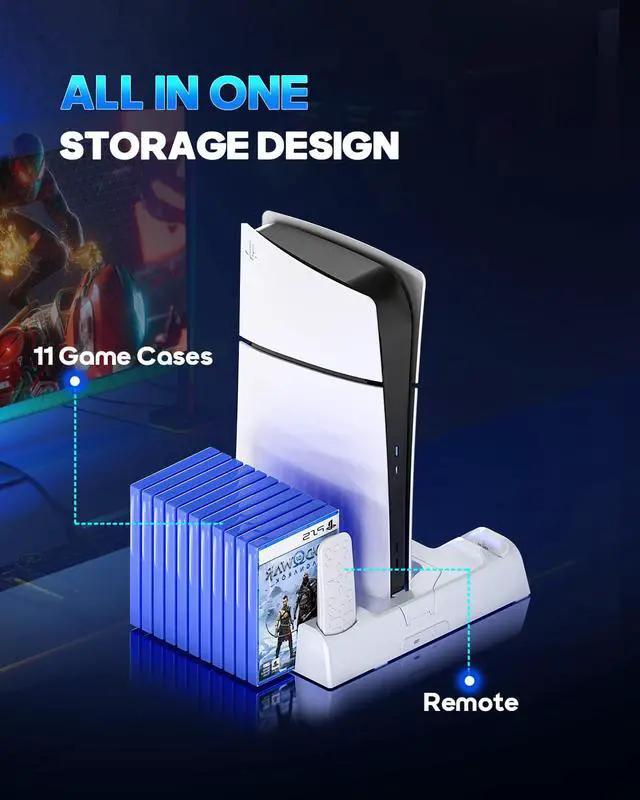 Alt view image 5 of 7 - PS5 & PlayStation 5 Slim Cooling Station Stand with Controller Charging Station for PlayStation 5 Digital & Disc Edition Console, Nargos PS5 & PlayStation 5 Slim Accessories with 3 Level Cooler Fan