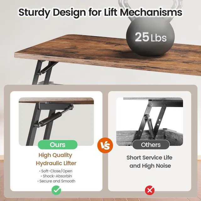 Alt view image 6 of 7 - SEDETA 31.5" Lift Top Coffee Table with Storage, Square Coffee Tables for Living Room, Farmhouse Coffee Table with Large Hidden Storage Compartment and Adjustable Shelves, Black