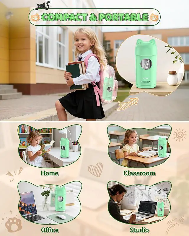 Alt view image 6 of 6 - Electric Pencil Sharpener, Fully Automatic Pencil Sharpener for 7-8mm No.2/Colored Pencils, Auto in & Out, Rechargeable & Cordless, Hands-Free Colored Pencil Sharpeners for Classroom Home PSX9