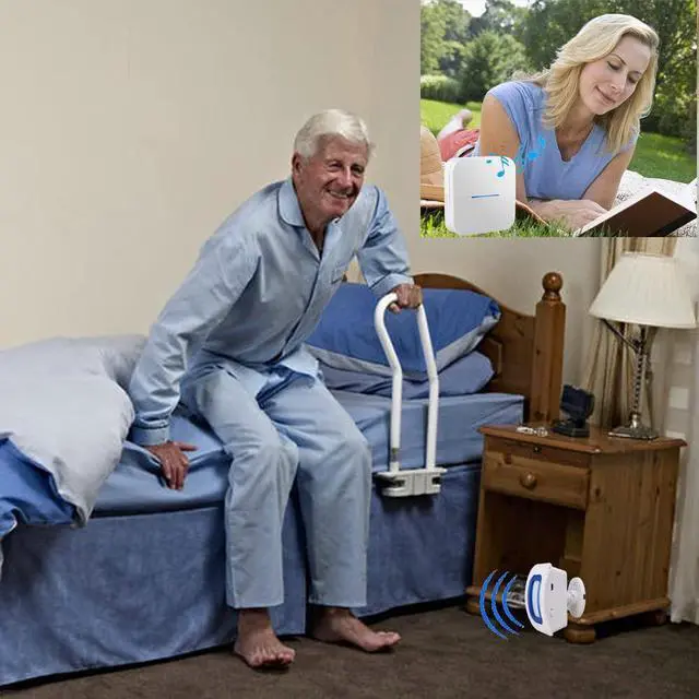 Alt view image 2 of 7 - Bed Alarm for Elderly Dementia Patients,Portable Wireless Caregiver Pager Bed Alarms and Fall Prevention Alert for Elderly,Elderly Monitoring for Home