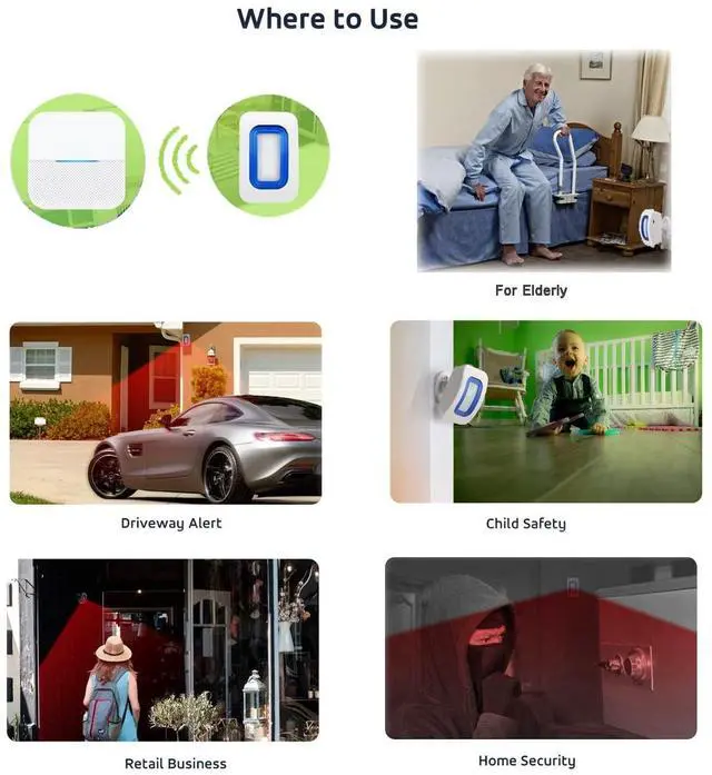 Alt view image 3 of 7 - Bed Alarm for Elderly Dementia Patients,Portable Wireless Caregiver Pager Bed Alarms and Fall Prevention Alert for Elderly,Elderly Monitoring for Home