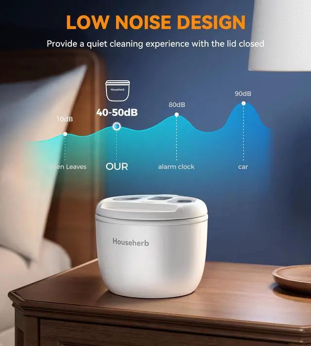 Alt view image 5 of 7 - Ultrasonic Retainer Cleaner, Dental Cleaning Pod for Denture, Mouth Guard, Aligner, Night Guard, Braces, Toothbrush Heads, Jewelry, 45kHz Retainer Cleaner Machine with Digital Timer & 200ML