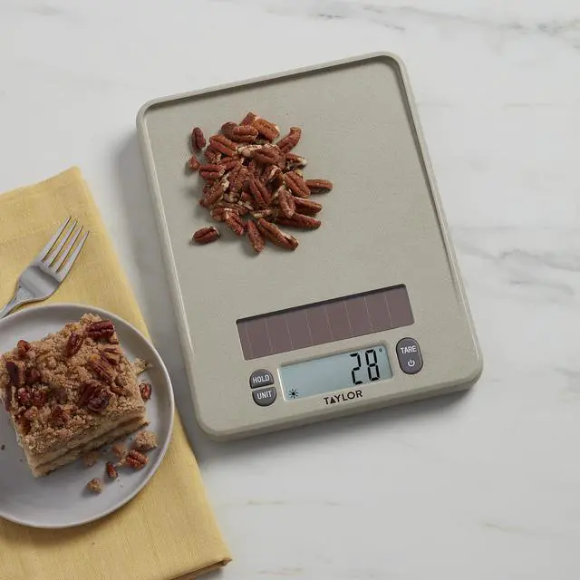 Alt view image 5 of 6 - Light Powered Digital Kitchen Scale, Coffee Husk Blend Material, Solar Panel with Endless Power, No Batteries Needed, Energy-Saving, 11lb Capacity, Beige