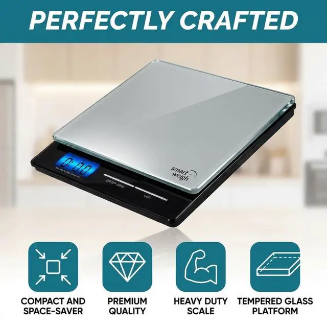 Alt view image 4 of 7 - Smart Weigh Professional USPS Postal Scale with Tempered Glass Platform, Multiple Weighing Modes and Tare Function, Silver Shipping Scale, Platform Scale, 11 pounds/ 5 Kilograms