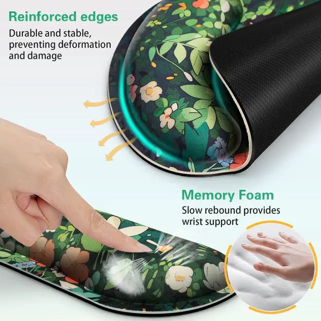 Alt view image 3 of 7 - Ergonomic Keyboard Wrist Rest, Mouse Pad with Wrist Rest Anime, Cat Gaming Mousepad with Wrist Support, Memory Foam Wrist Rest Set for Computer Keyboard, Funny Cute Office Desk Accessories