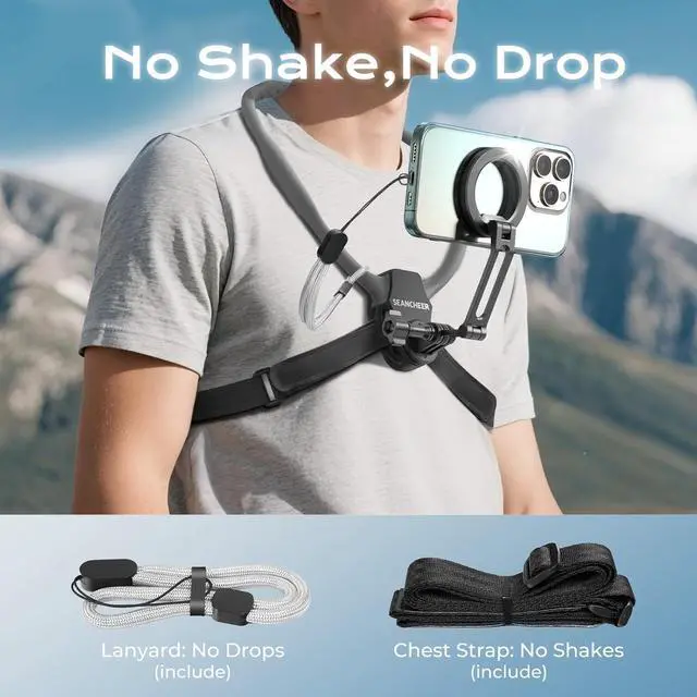 Alt view image 2 of 7 - 2026 Extended Long Magnetic Neck Mount for Phones, 27.6" Hands-Free POV/Vlog Phone Holder for iPhone 1712 & Android, Content Creator Essentials for Go Pro DJI, Comfortable Natural Shooting Angle