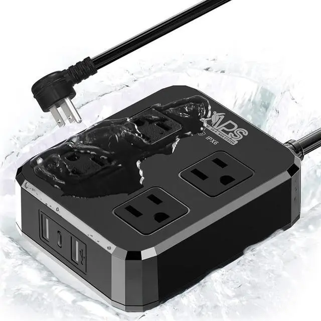 Main image of Outdoor Power Strip Weatherproof, Waterproof Surge Protector with 4 Wide Outlets & 3 USB Ports, 6FT Extension Cord, Wall Mountable, Overload Protection for Patio Garden Christmas Lights, ETL Listed