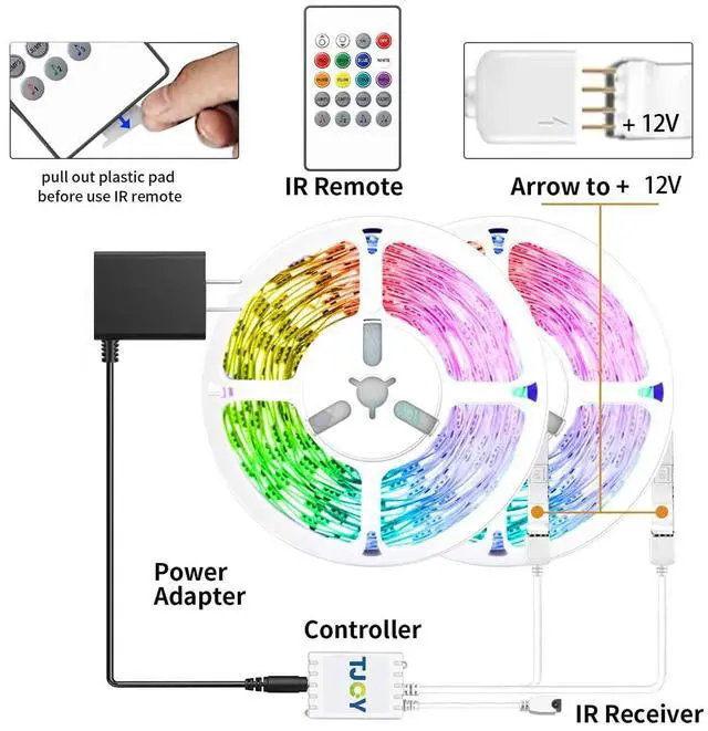 Alt view image 6 of 6 - 16.4FT Smart Led Strip Lights for Bedroom, Compatible with Alexa and Google Assistant, RGB Color Changing, Wireless Music Sync Led Lights for Room Decor(APP+Remote+Voice)