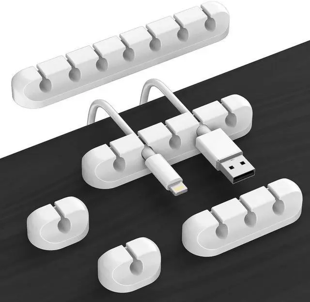 Main image of Cord Organizer for Desk, 5 Pack Cord Holders, Cable Clips, White