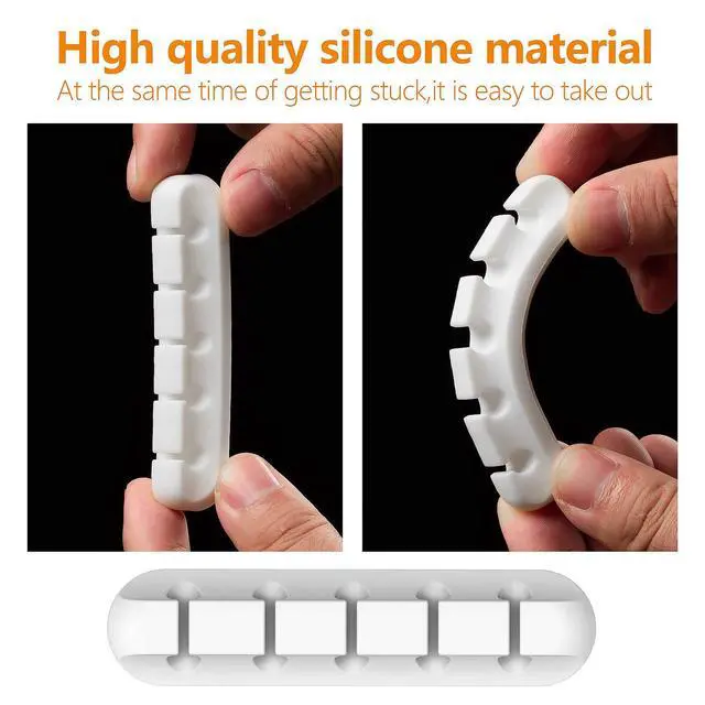 Alt view image 5 of 7 - Cord Organizer for Desk, 5 Pack Cord Holders, Cable Clips, White