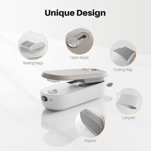 Alt view image 2 of 7 - 2 in 1 Mini Bag Sealer Heat Seal and Cutter With Lanyard - Portable Handheld Chip Heat Sealer for Snacks, Candies, Plastic Food Storage (Batteries Included)