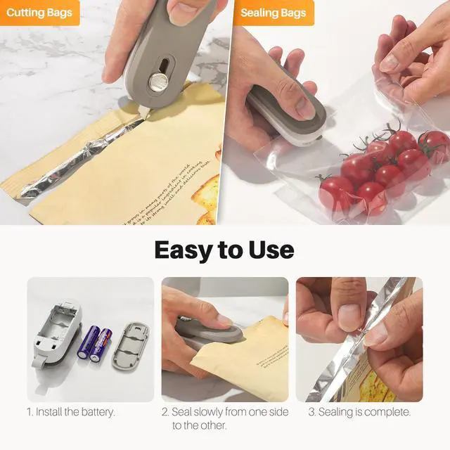 Alt view image 3 of 7 - 2 in 1 Mini Bag Sealer Heat Seal and Cutter With Lanyard - Portable Handheld Chip Heat Sealer for Snacks, Candies, Plastic Food Storage (Batteries Included)