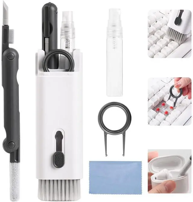 Main image of 7 in 1 Electronic Cleaner kit, Cleaning Kit for Monitor Keyboard Airpods MacBook iPad iPhone iPod, Screen Dust Brush Including Soft Sweep, Swipe, Airpod Cleaner Pen, Key Puller and Spray Bottle