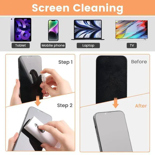 Alt view image 5 of 6 - 7 in 1 Electronic Cleaner kit, Cleaning Kit for Monitor Keyboard Airpods MacBook iPad iPhone iPod, Screen Dust Brush Including Soft Sweep, Swipe, Airpod Cleaner Pen, Key Puller and Spray Bottle
