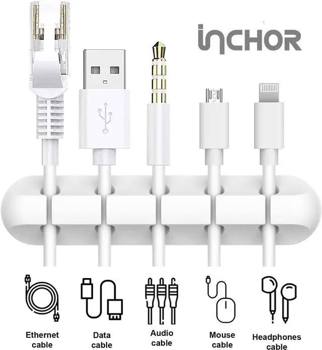 Alt view image 3 of 7 - Cord Organizer for Desk, Cable Organizer Cable Holder 3 Pack White