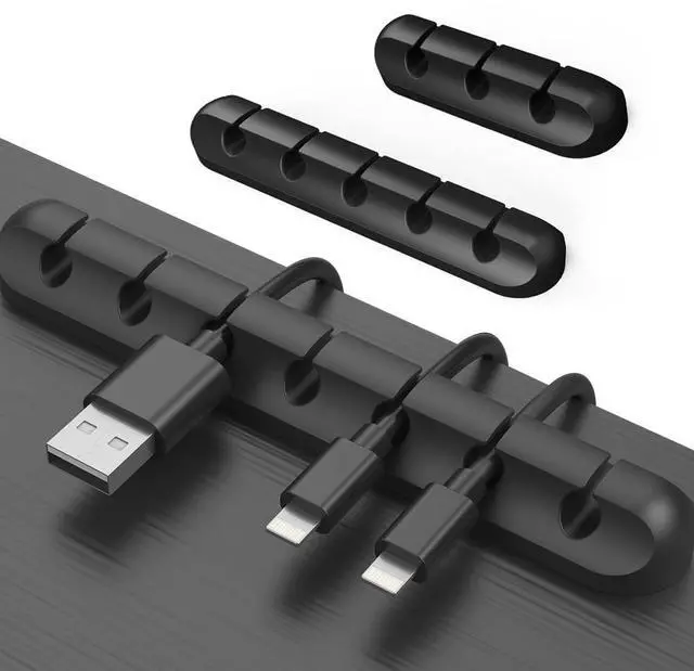 Main image of Cable Clips Cord Management Organizer, Black, Silicone