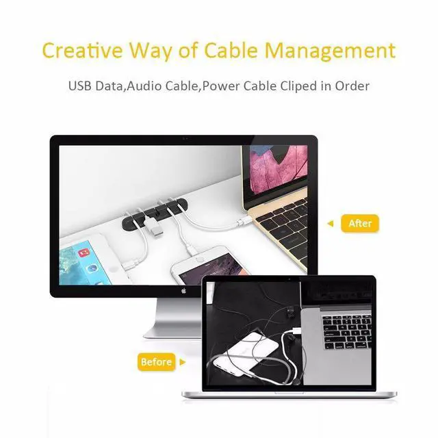Alt view image 5 of 7 - Cable Clips Cord Management Organizer, Black, Silicone