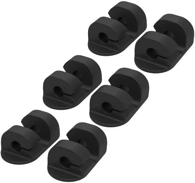 Main image of CMAA2-6PKRP 6 Pack Adhesive Cable Management Clip Kit, Cord Organizer, Wire Holder for Desk, Nightstand, Phone Charger, Computer, Home, Office, Car, Black